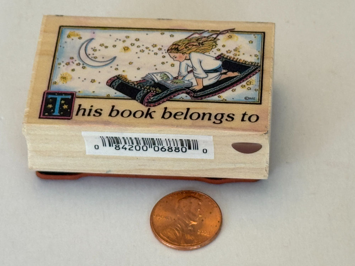 Mary Engelbreit Rubber Stamp This Book Belongs To Library Plate Magic Carpet