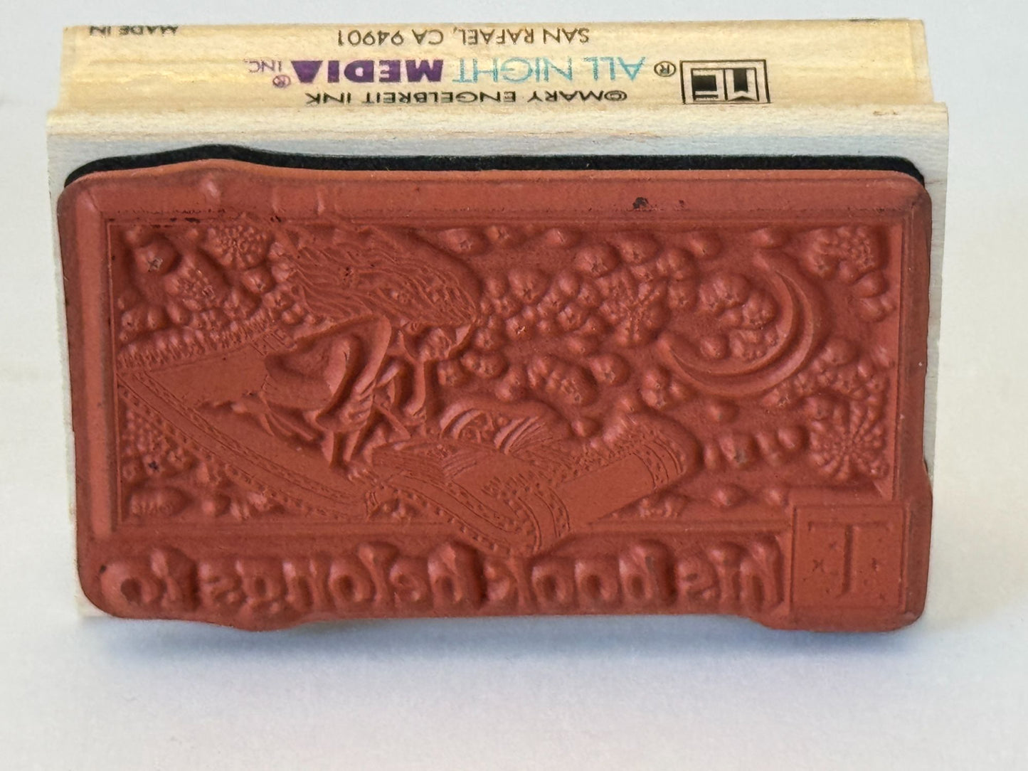 Mary Engelbreit Rubber Stamp This Book Belongs To Library Plate Magic Carpet