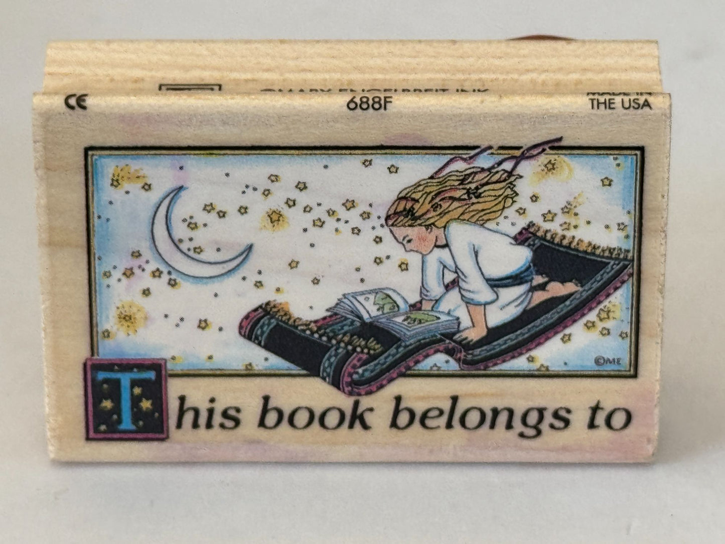 Mary Engelbreit Rubber Stamp This Book Belongs To Library Plate Magic Carpet