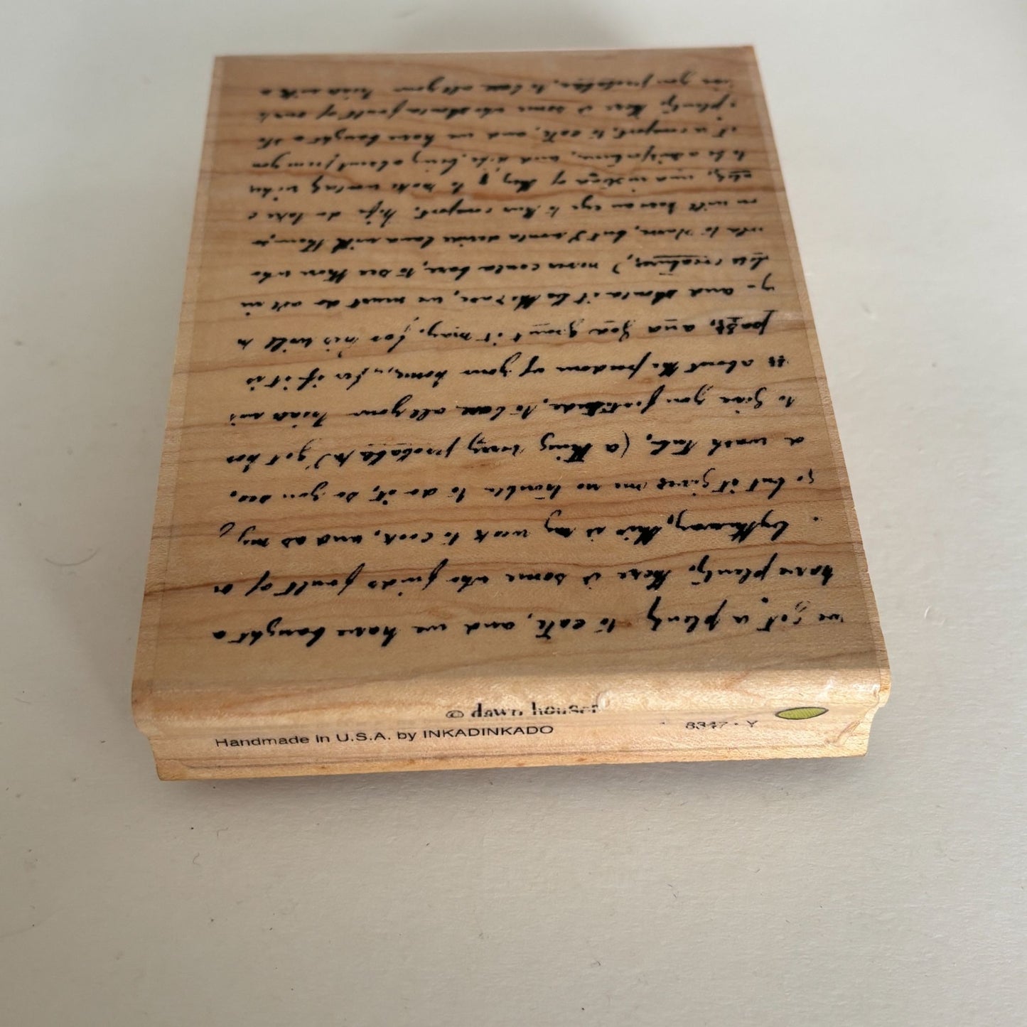 Inkadinkado Rubber Stamp Vintage Script Background Handwriting Dawn Houser Craft Cardmaking