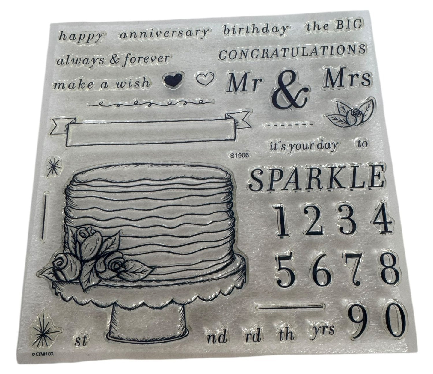 CTMH Acrylic Stamp Set Its Your Day to Sparkle Birthday Cake Banner Anniversary
