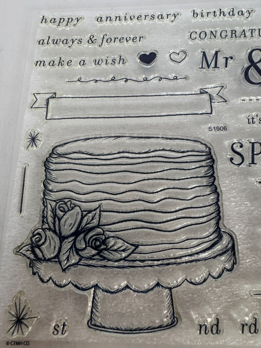 CTMH Acrylic Stamp Set Its Your Day to Sparkle Birthday Cake Banner Anniversary