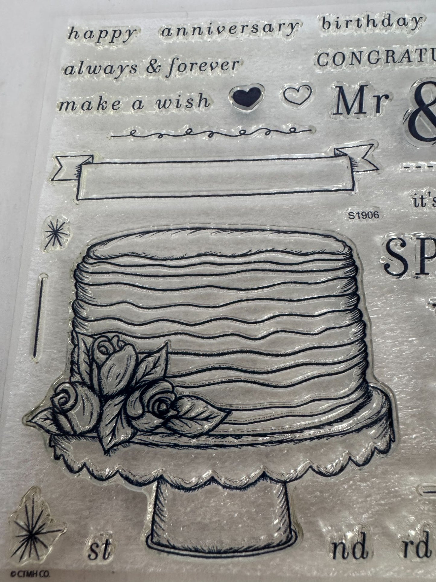 CTMH Acrylic Stamp Set Its Your Day to Sparkle Birthday Cake Banner Anniversary