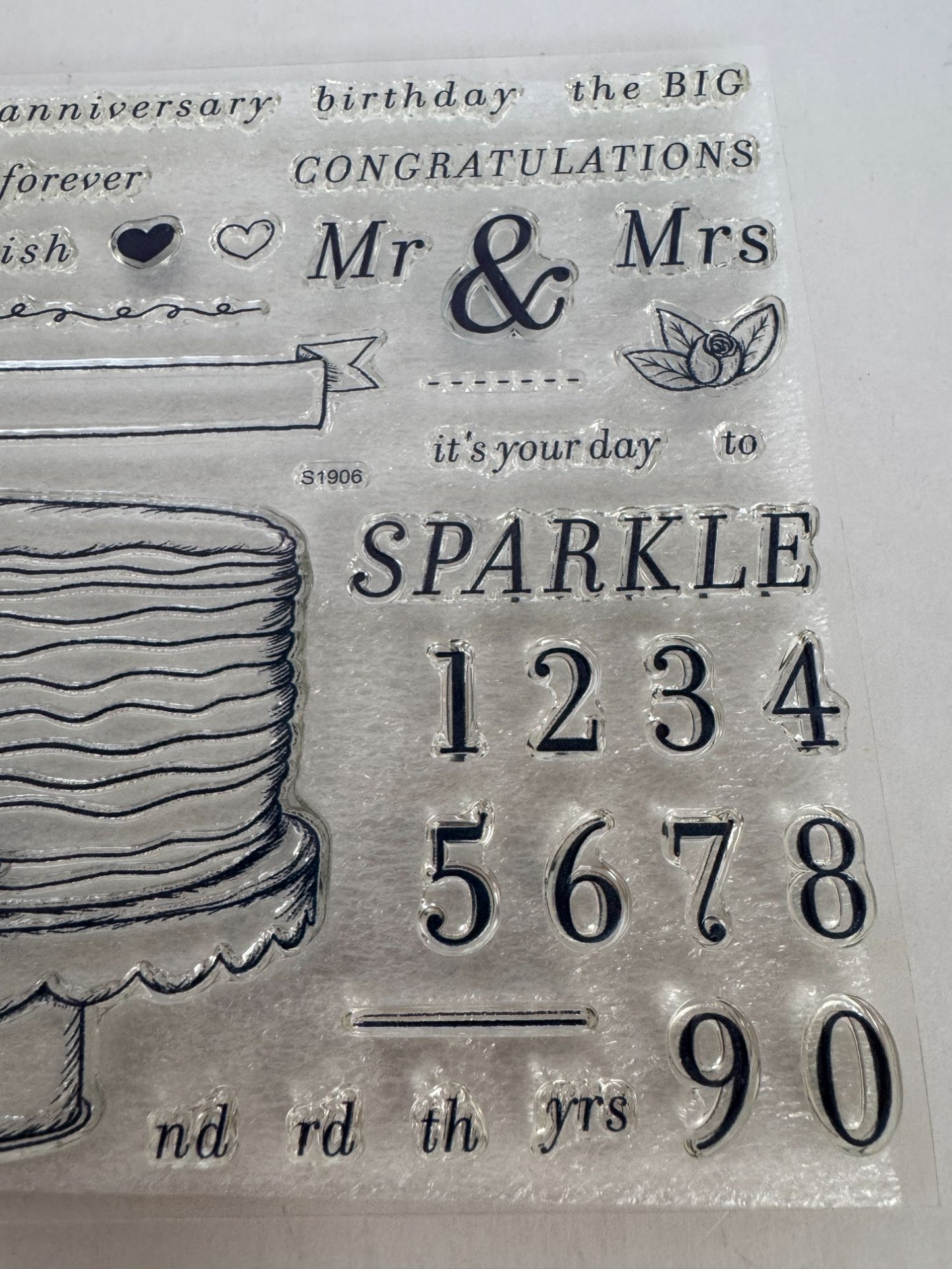 CTMH Acrylic Stamp Set Its Your Day to Sparkle Birthday Cake Banner Anniversary