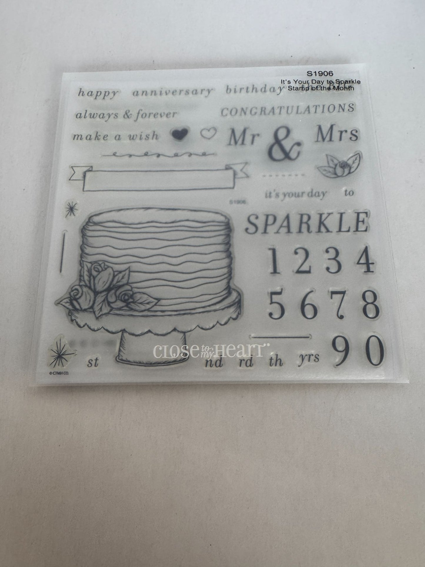 CTMH Acrylic Stamp Set Its Your Day to Sparkle Birthday Cake Banner Anniversary