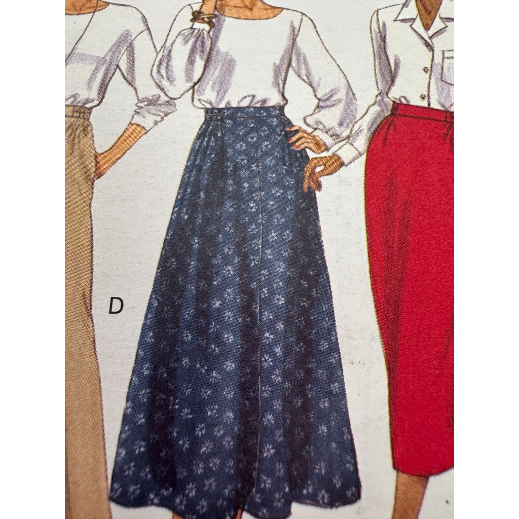 Butterick Sewing Pattern 3163 Slightly Tapered Skirt Pants Classic Easy UC 1990s