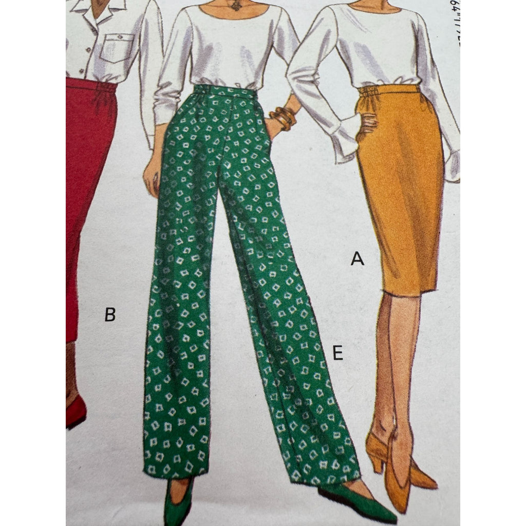 Butterick Sewing Pattern 3163 Slightly Tapered Skirt Pants Classic Easy UC 1990s