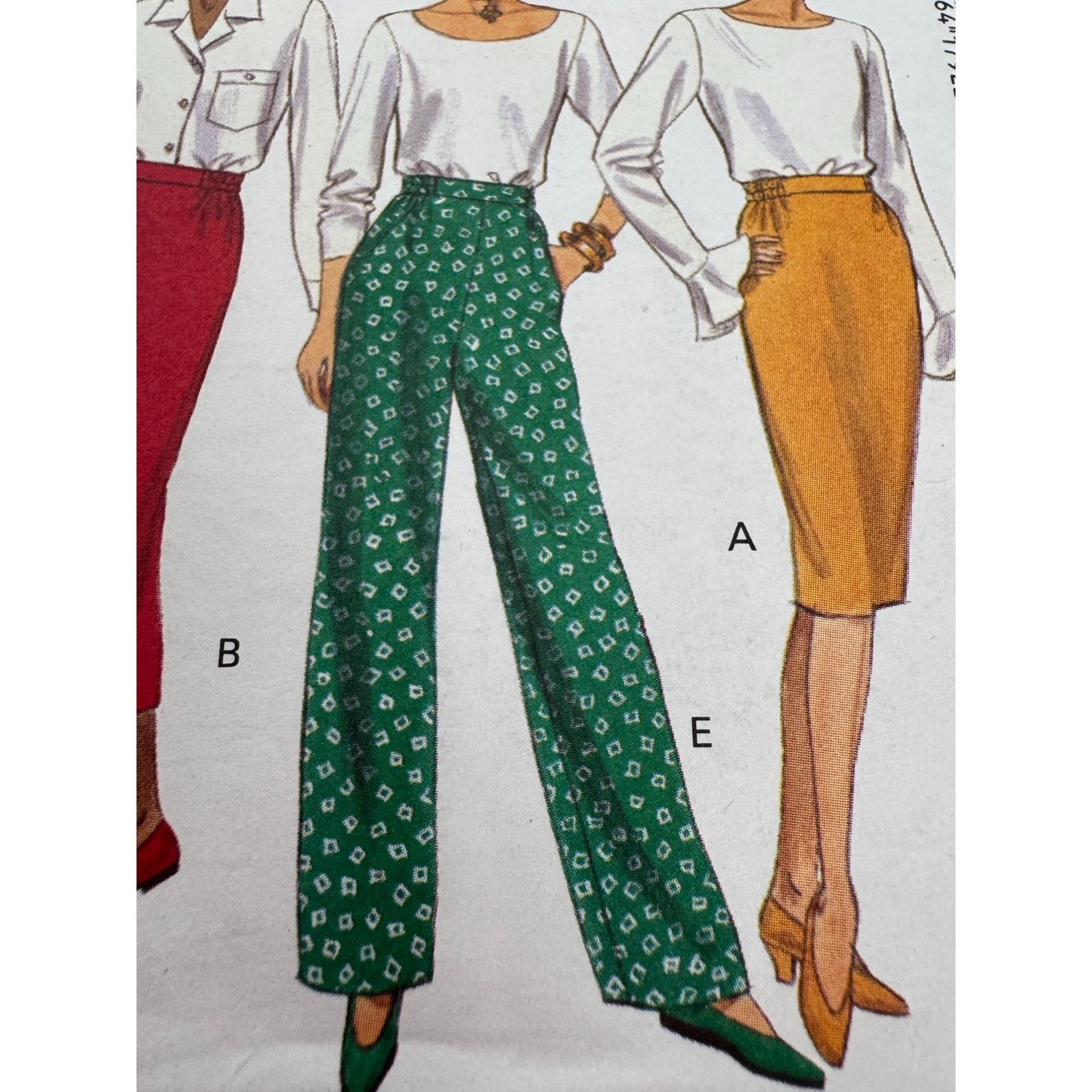 Butterick Sewing Pattern 3163 Slightly Tapered Skirt Pants Classic Easy UC 1990s