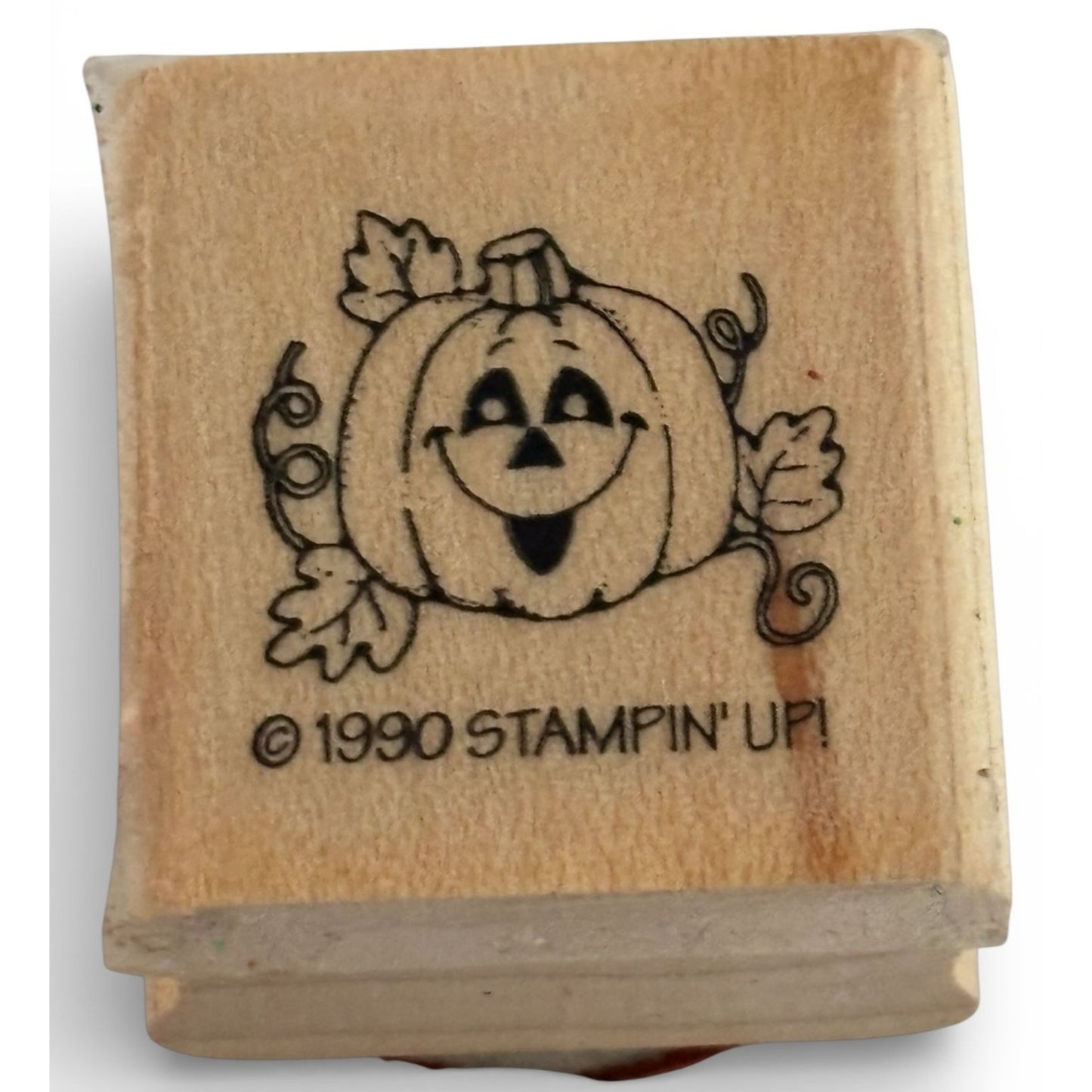 Stampin Up Rubber Stamp Pumpkin Jack O Lantern Halloween Thanksgiving Fall Cardmaking Craft Wood Mounted