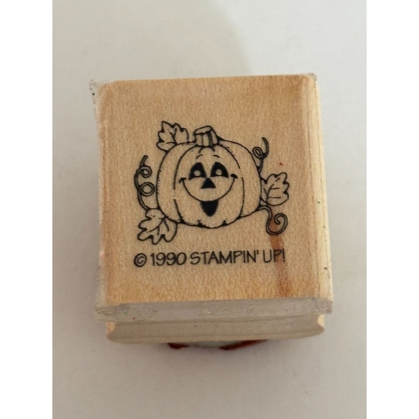 Stampin Up Rubber Stamp Pumpkin Jack O Lantern Halloween Thanksgiving Fall Cardmaking Craft Wood Mounted