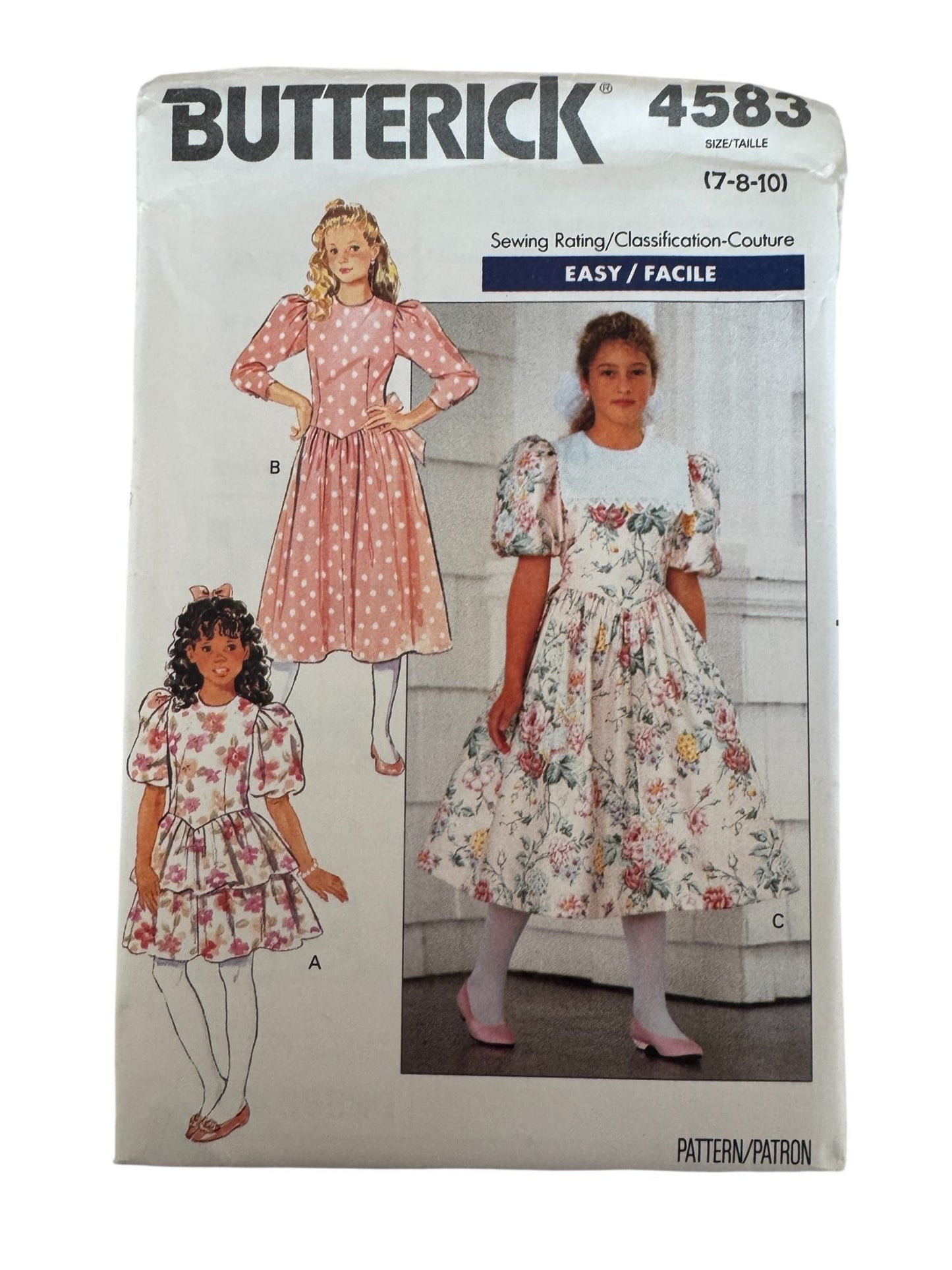 Butterick Sewing Pattern 4583 Girls Easter Dress Spring Flared Skirt Easy 7 8 10