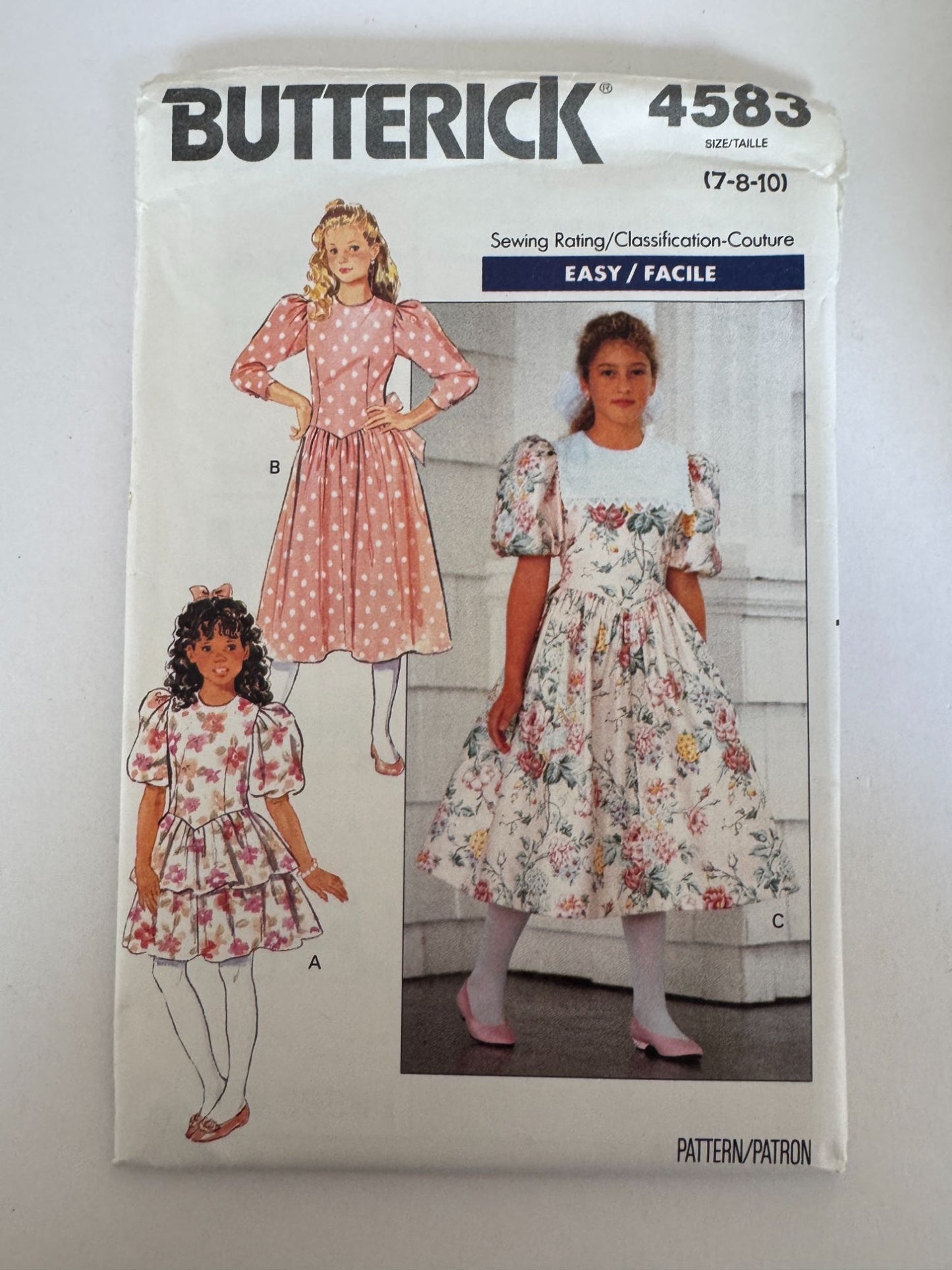 Butterick Sewing Pattern 4583 Girls Easter Dress Spring Flared Skirt Easy 7 8 10