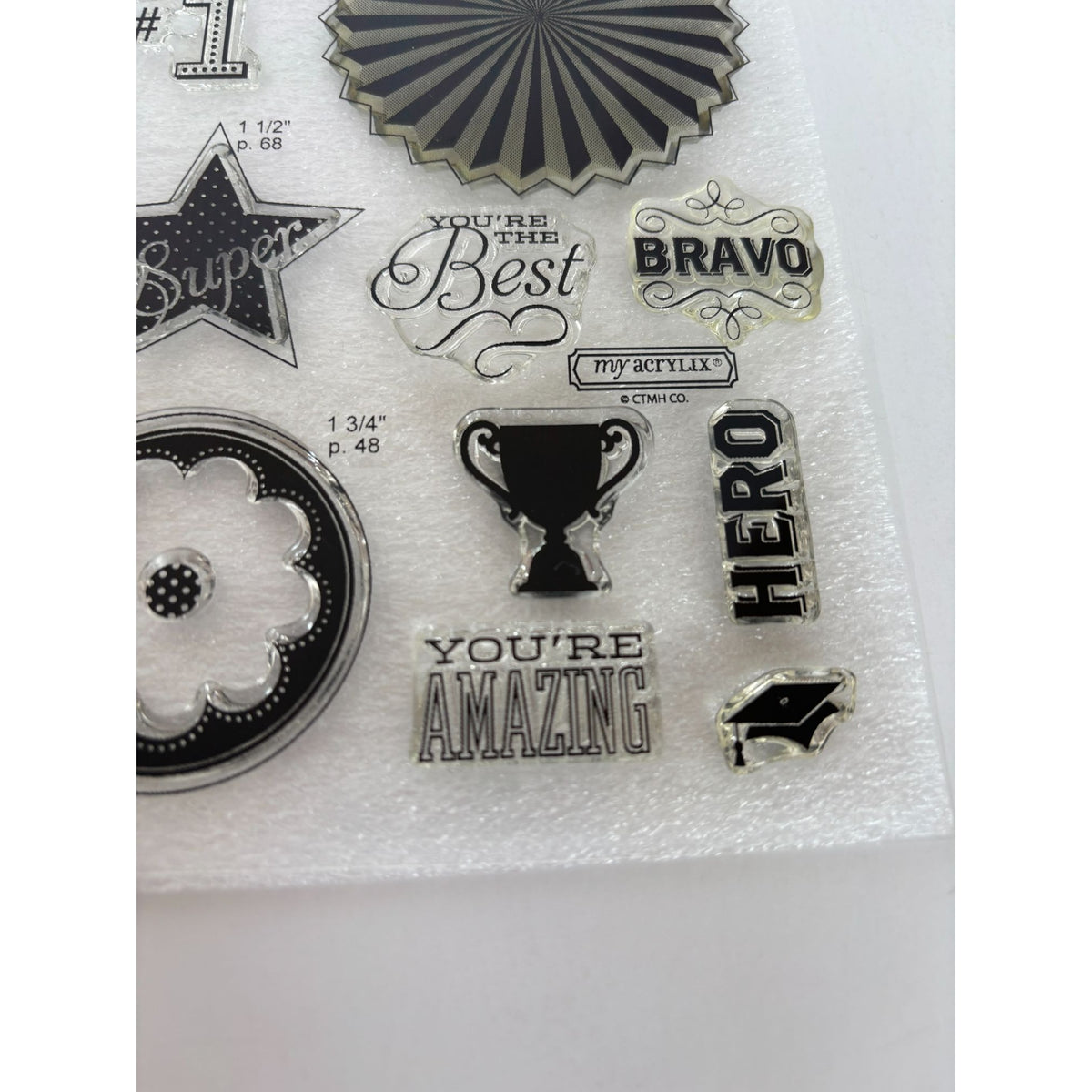 CTMH My Acrylix Acrylic Stamp Set Cricut Artiste Collection Kudos Bravo Trophy