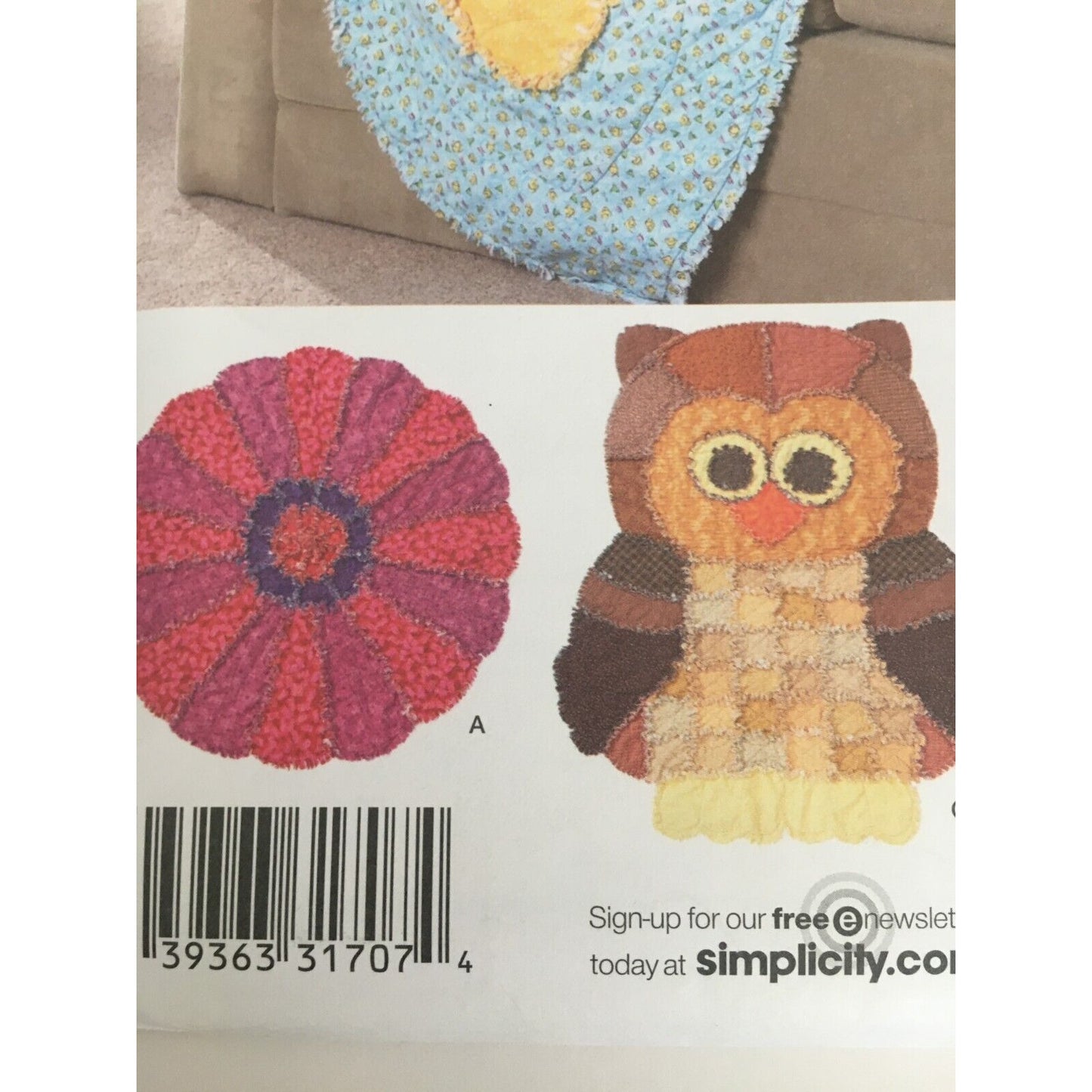 Simplicity Sewing Pattern 2935 Rag Quilts Flower Butterfly Owl Home Decor Uncut