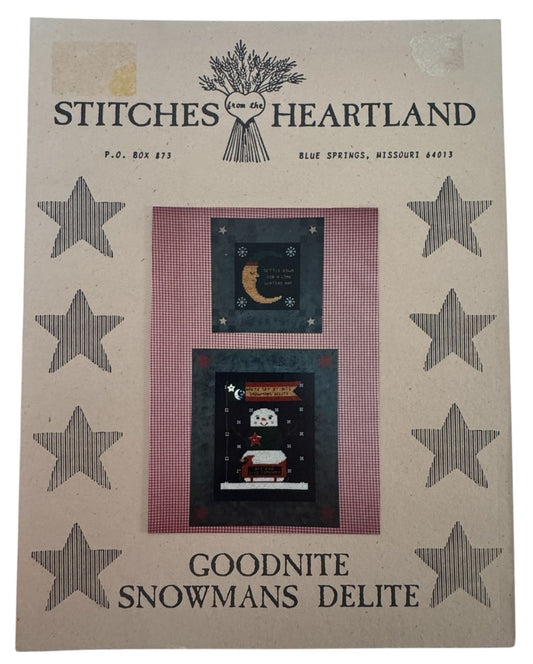 Stitches From The Heartland Cross Stitch Patterns Goodnite Snowmans Delite Sled