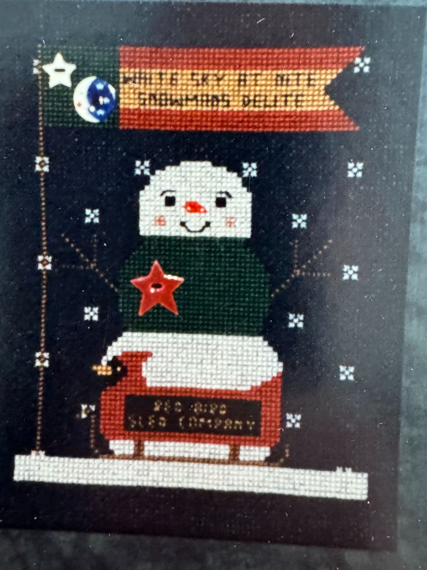 Stitches From The Heartland Cross Stitch Patterns Goodnite Snowmans Delite Sled