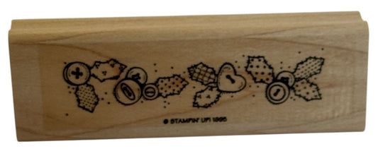 Stampin Up Rubber Stamp Country Buttons Holly Leaf Border Christmas Card Making