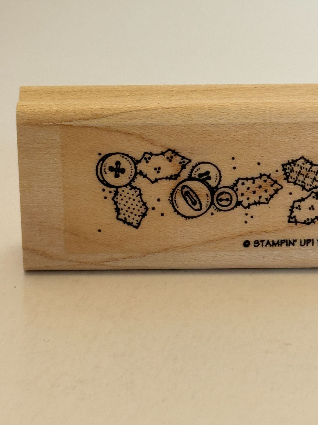 Stampin Up Rubber Stamp Country Buttons Holly Leaf Border Christmas Card Making
