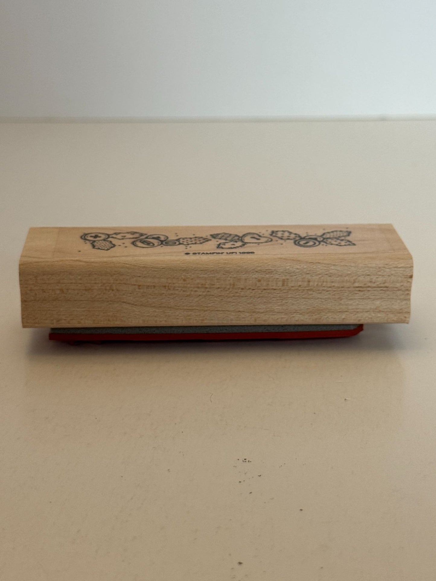 Stampin Up Rubber Stamp Country Buttons Holly Leaf Border Christmas Card Making