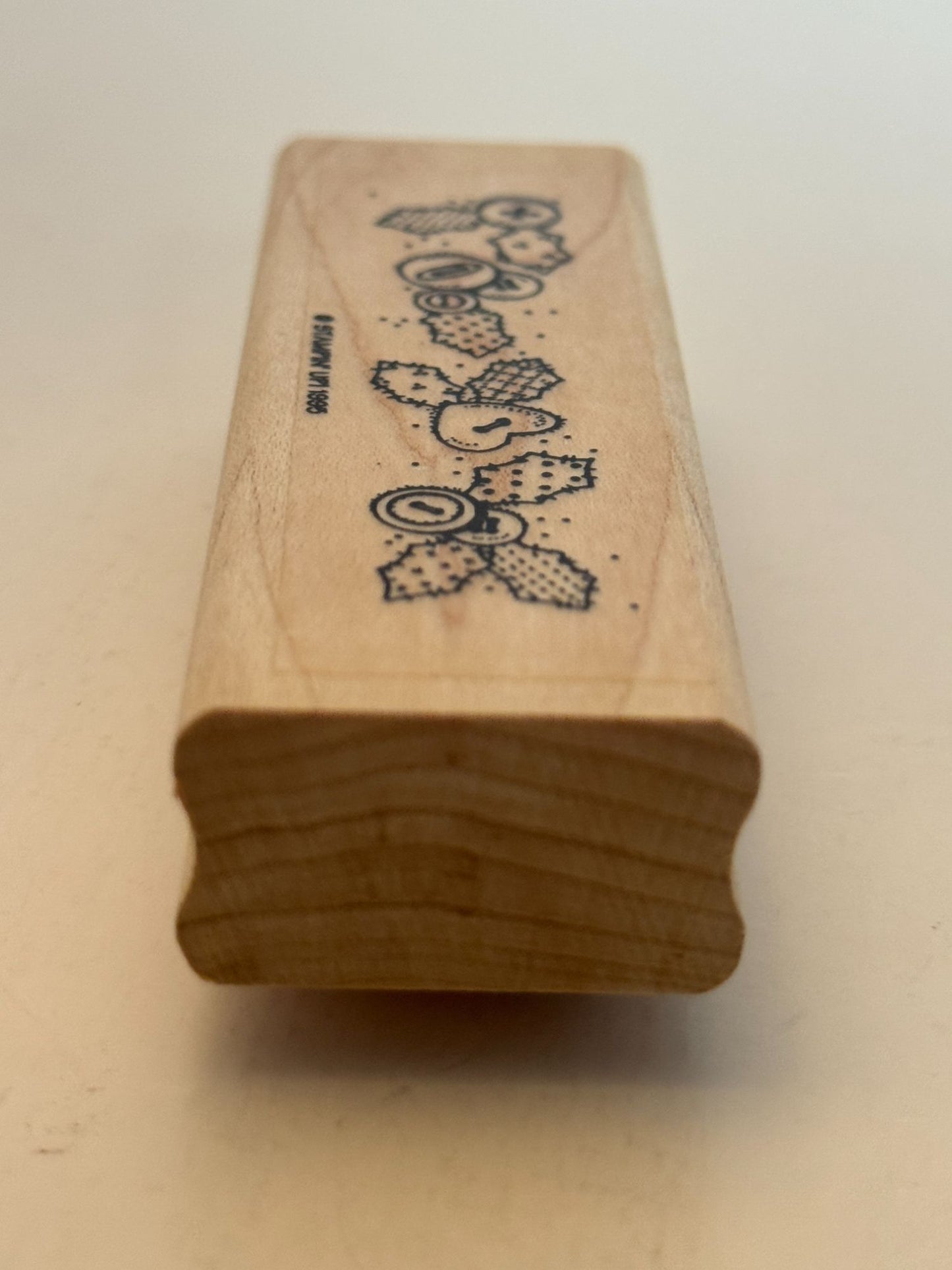 Stampin Up Rubber Stamp Country Buttons Holly Leaf Border Christmas Card Making