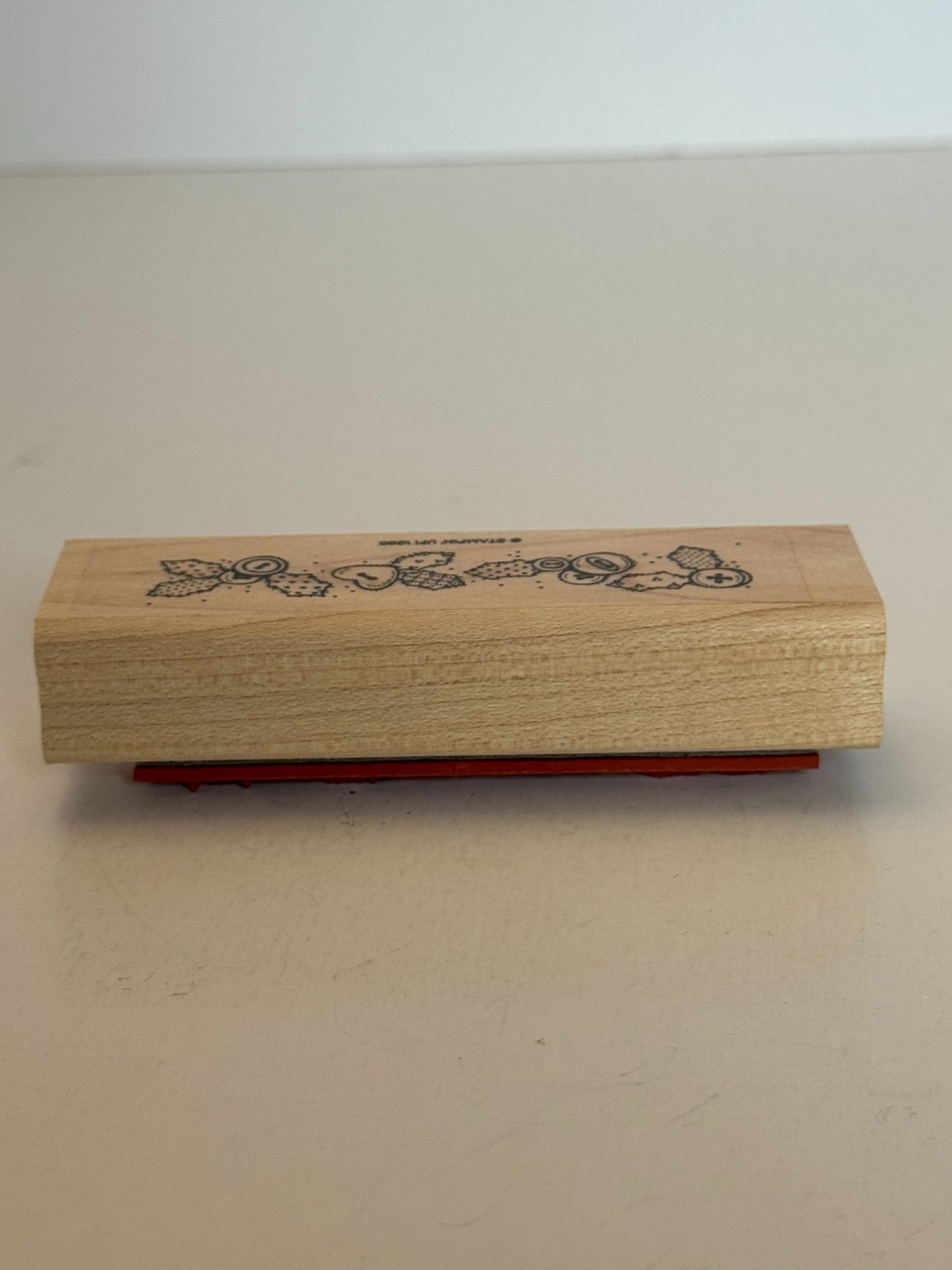 Stampin Up Rubber Stamp Country Buttons Holly Leaf Border Christmas Card Making