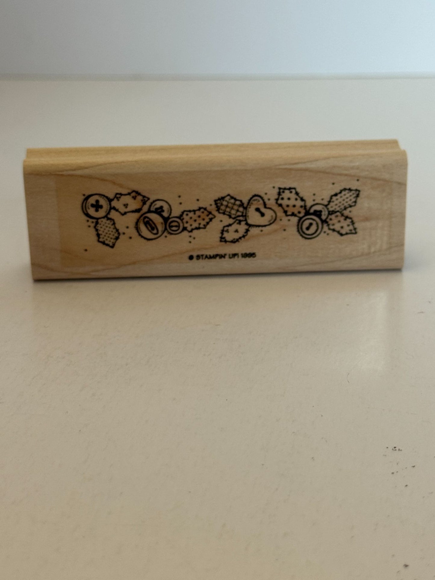 Stampin Up Rubber Stamp Country Buttons Holly Leaf Border Christmas Card Making