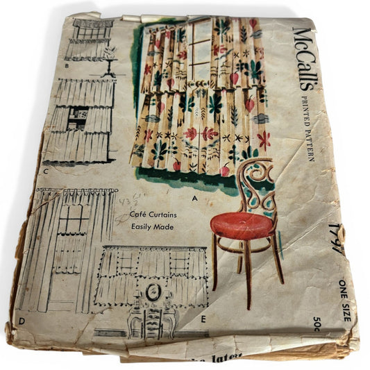 McCalls Sewing Pattern 1797 Cafe Curtains Vintage 1950s 1953 MCM Home Decor CUT