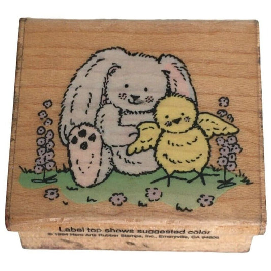 Hero Arts Rubber Stamp Bunny & Chick Easter Spring Animal Wood Mounted Stamp