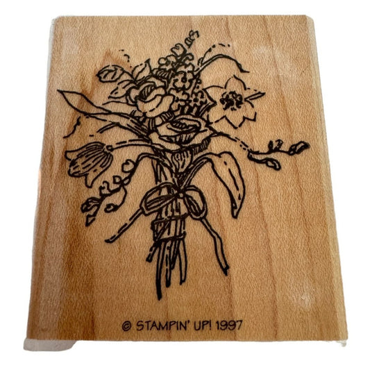Stampin Up Rubber Stamp Bouquet of Flowers with Bow Floral Design Card Making