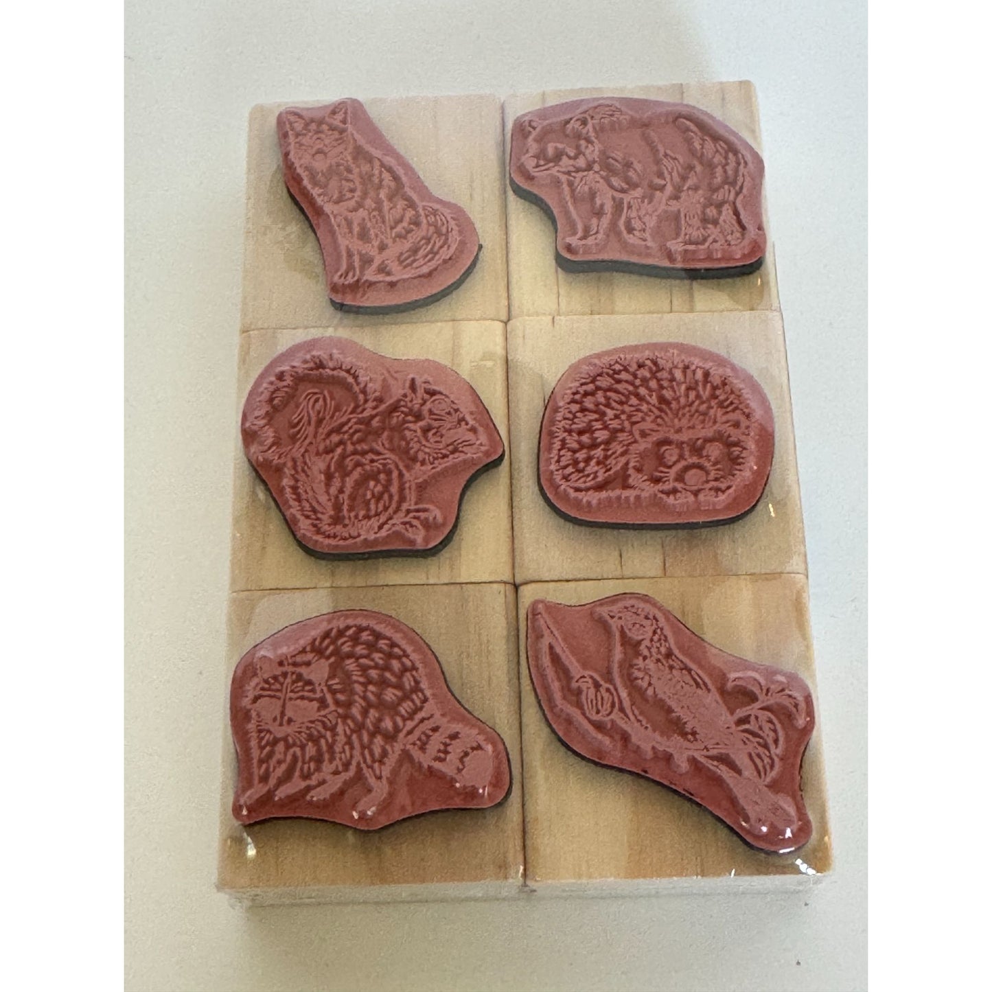 Recollections Wood Stamps Woodland Animals Bear Wolf Squirrel Raccoon Hedgehog