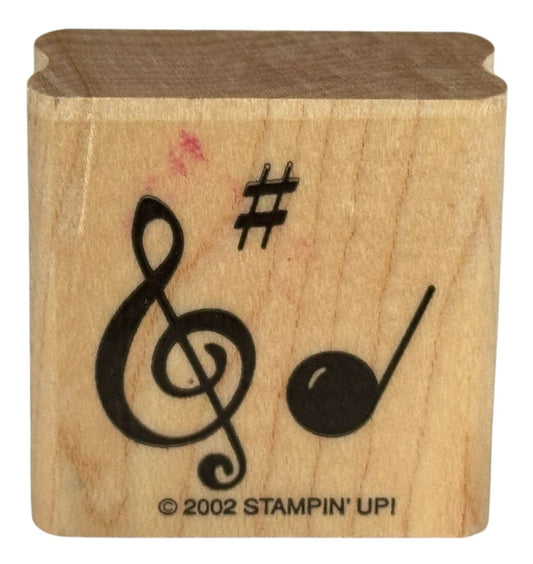 Stampin Up Rubber Stamp Musical Notes Treble Clef Sharp Quarter Note Music Wood