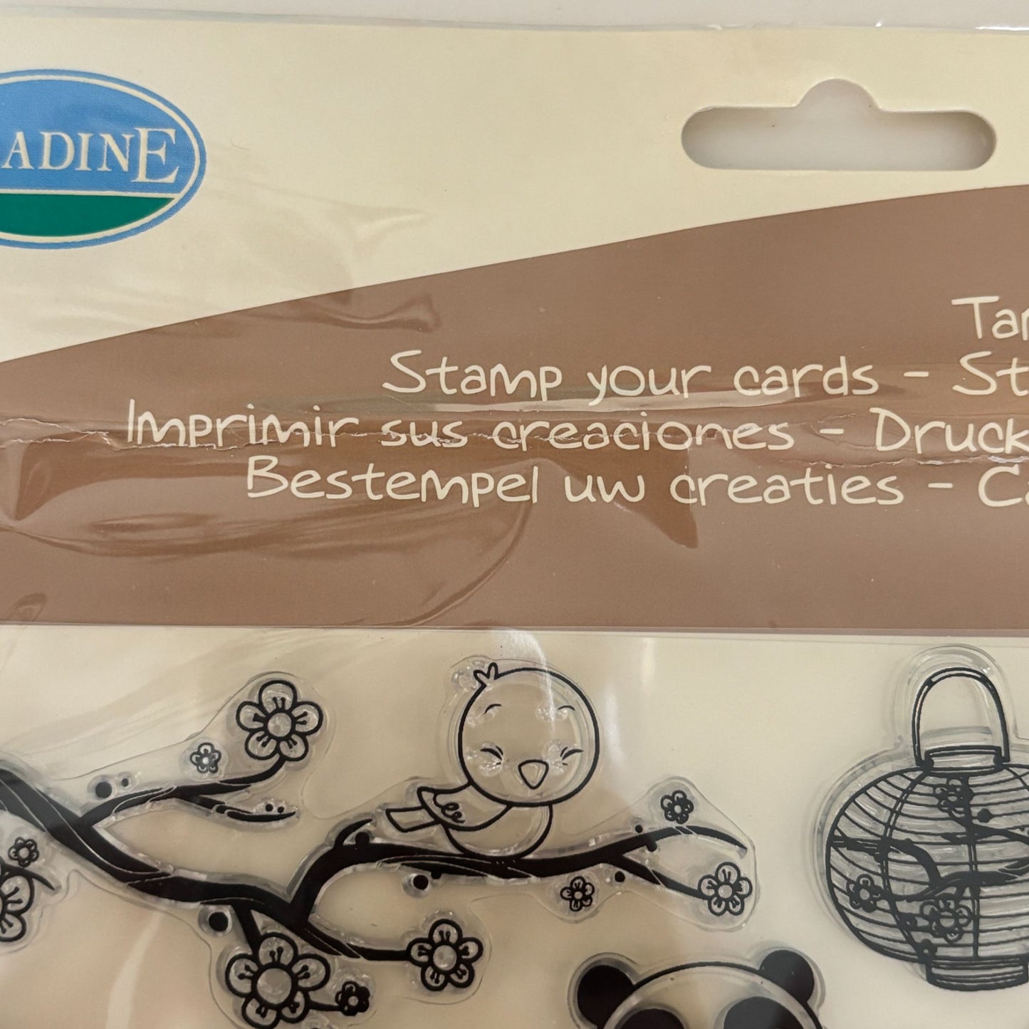 Aladine Clear Stamps Set Kawaii Japanese Characters Lantern Tea Panda Asian Cat Animals Bird