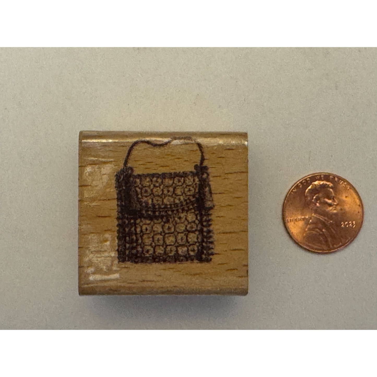 Purse Rubber Stamp Handbag Fashion Accessory Friendship Card Making Craft Wooden