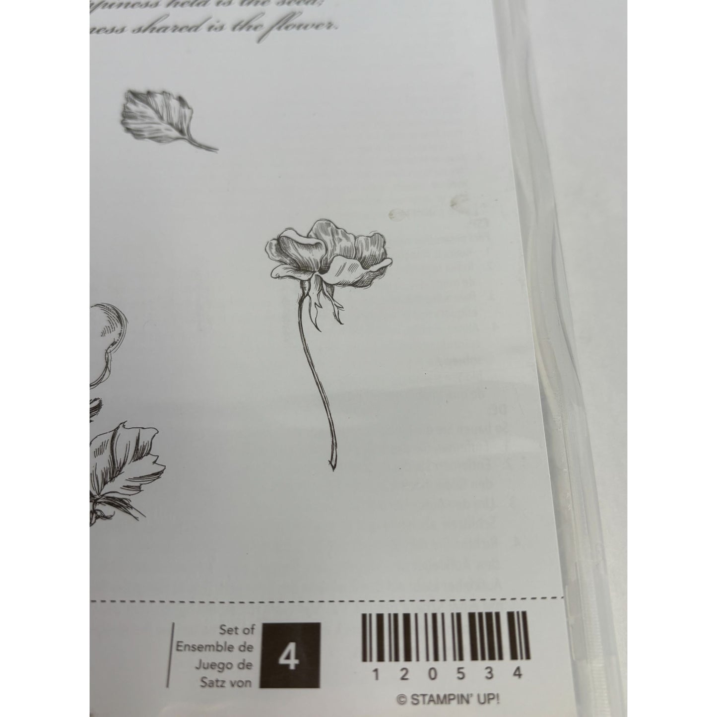 Stampin Up Clear Mount Rubber Stamp Set Happiness Shared Spring Dogwood Flower