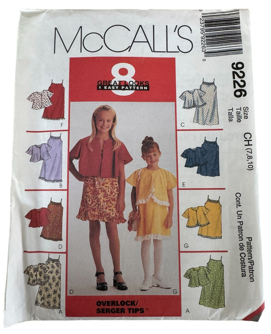 McCalls Sewing Pattern 9226 Girls Dress Slipdress Jacket 8 Great Looks 7 8 10 UC