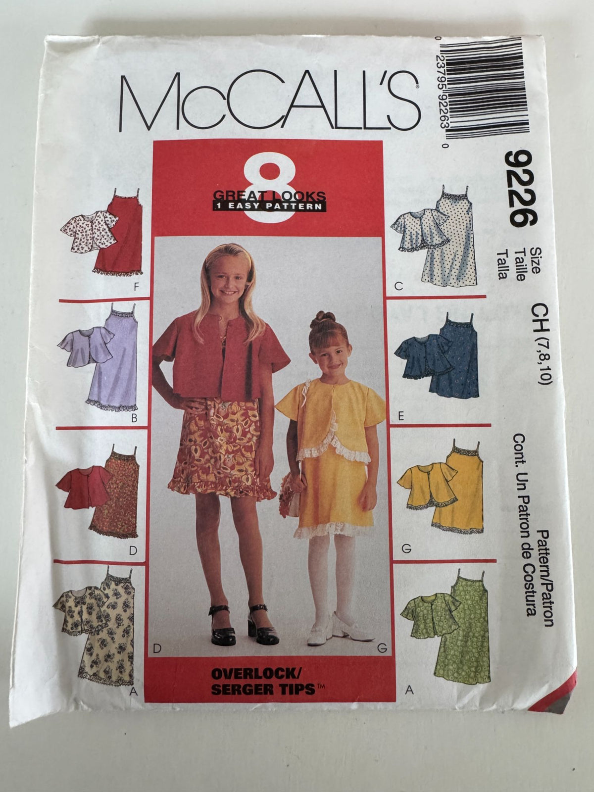 McCalls Sewing Pattern 9226 Girls Dress Slipdress Jacket 8 Great Looks 7 8 10 UC