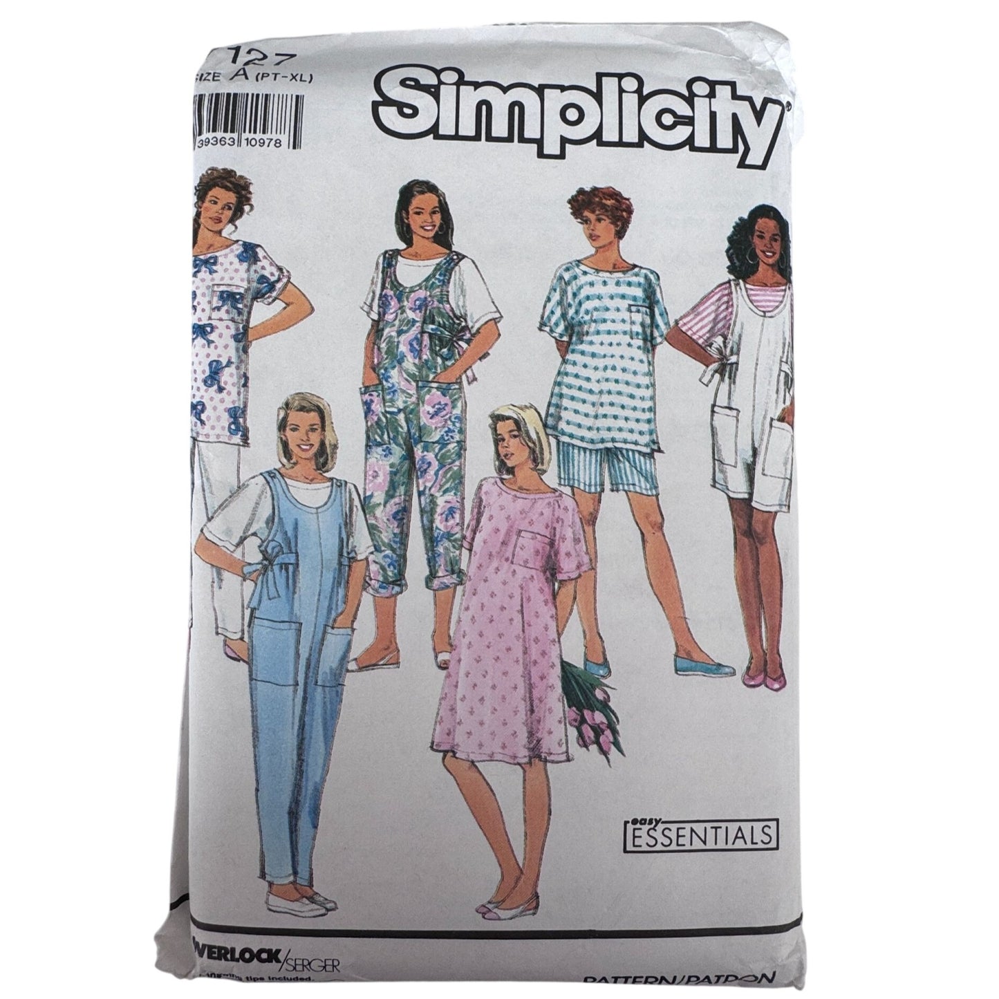 Simplicity Sewing Pattern 7127 Maternity Dress Jumpsuit Top Pants Shorts 90s Relaxed Fit Pregnancy Wear 6-24 Uncut
