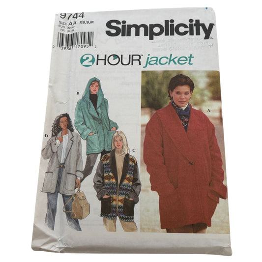 Simplicity Sewing Pattern 9744 Misses 2-Hour Jackets Winter XS S M 6-16 Uncut