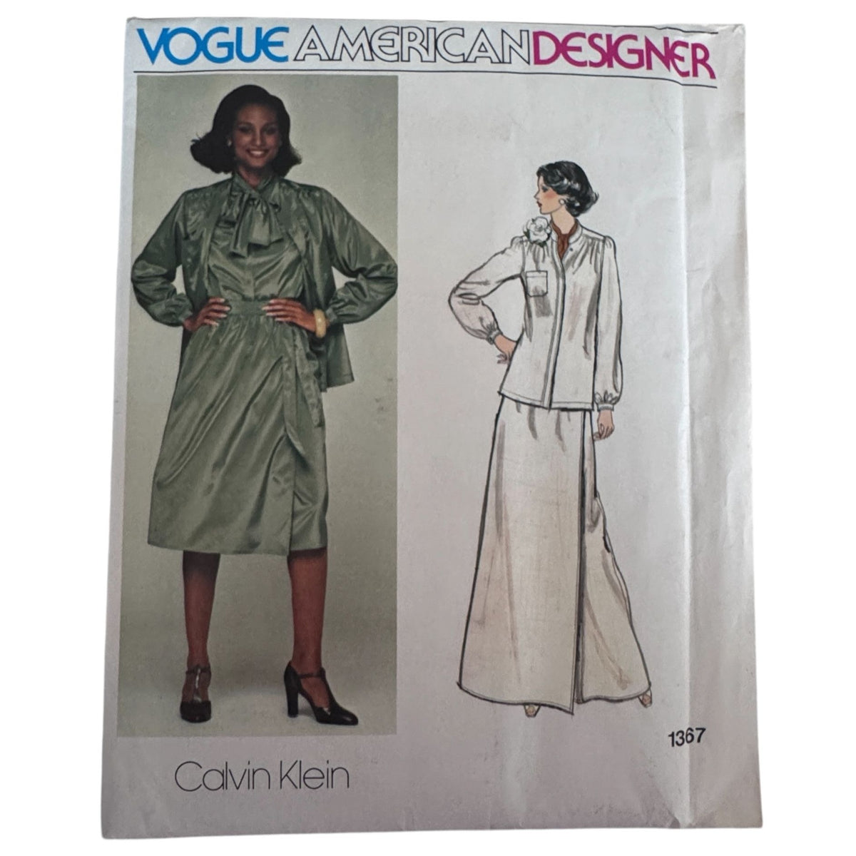 Vogue Sewing Pattern 1367 Designer Calvin Klein Skirt Top 1970s 10 Uncut Vintage Minimalist