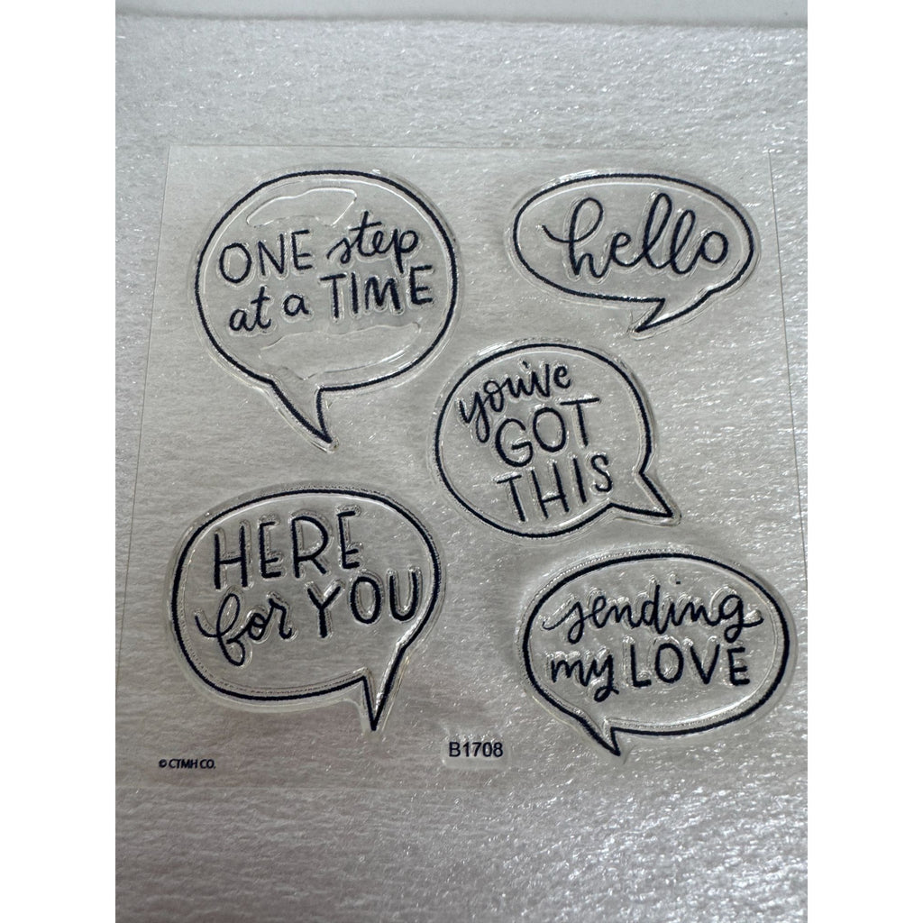 CTMH My Acrylix Acrylic Stamp Set Speech Bubbles Inspirational Card Making Words