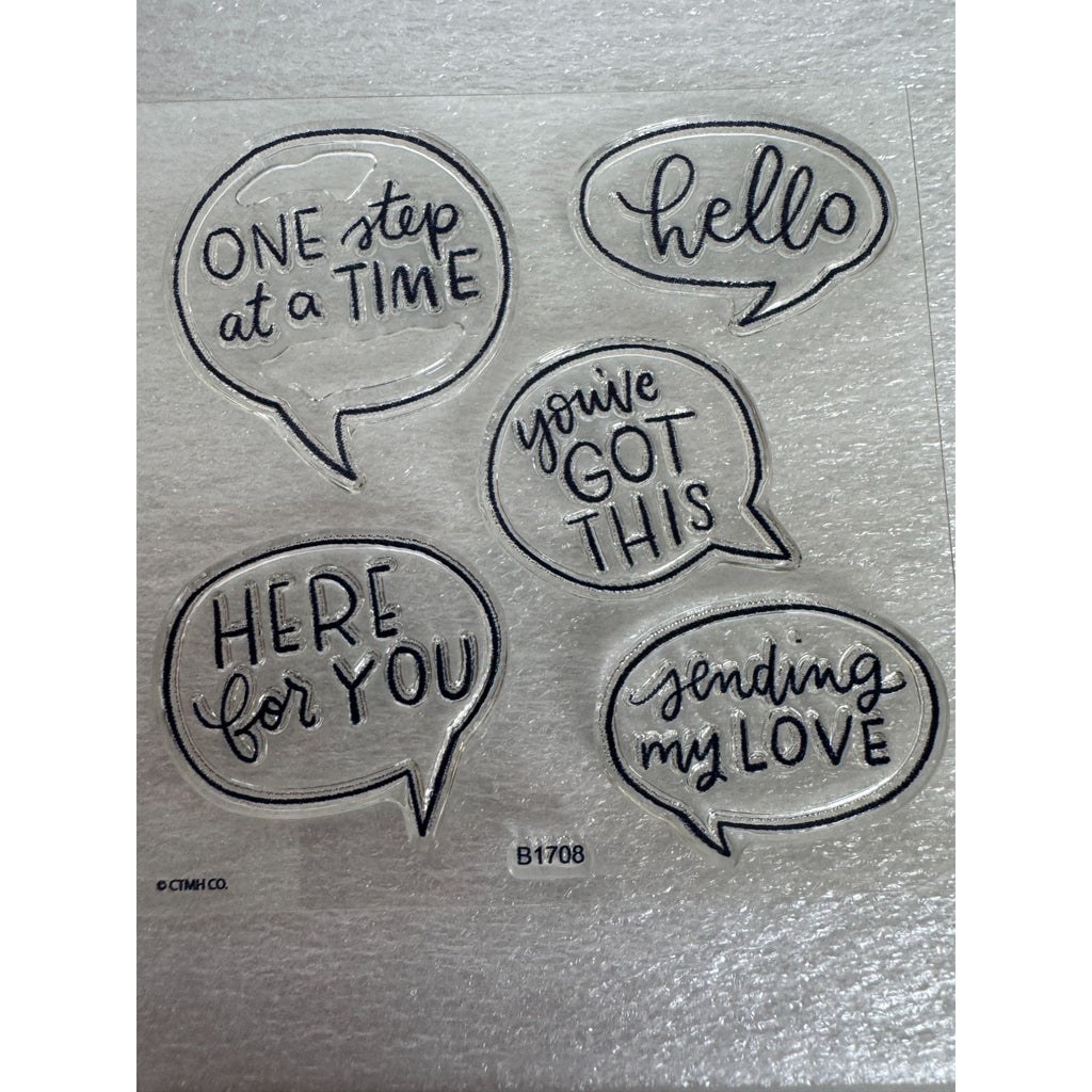 CTMH My Acrylix Acrylic Stamp Set Speech Bubbles Inspirational Card Making Words