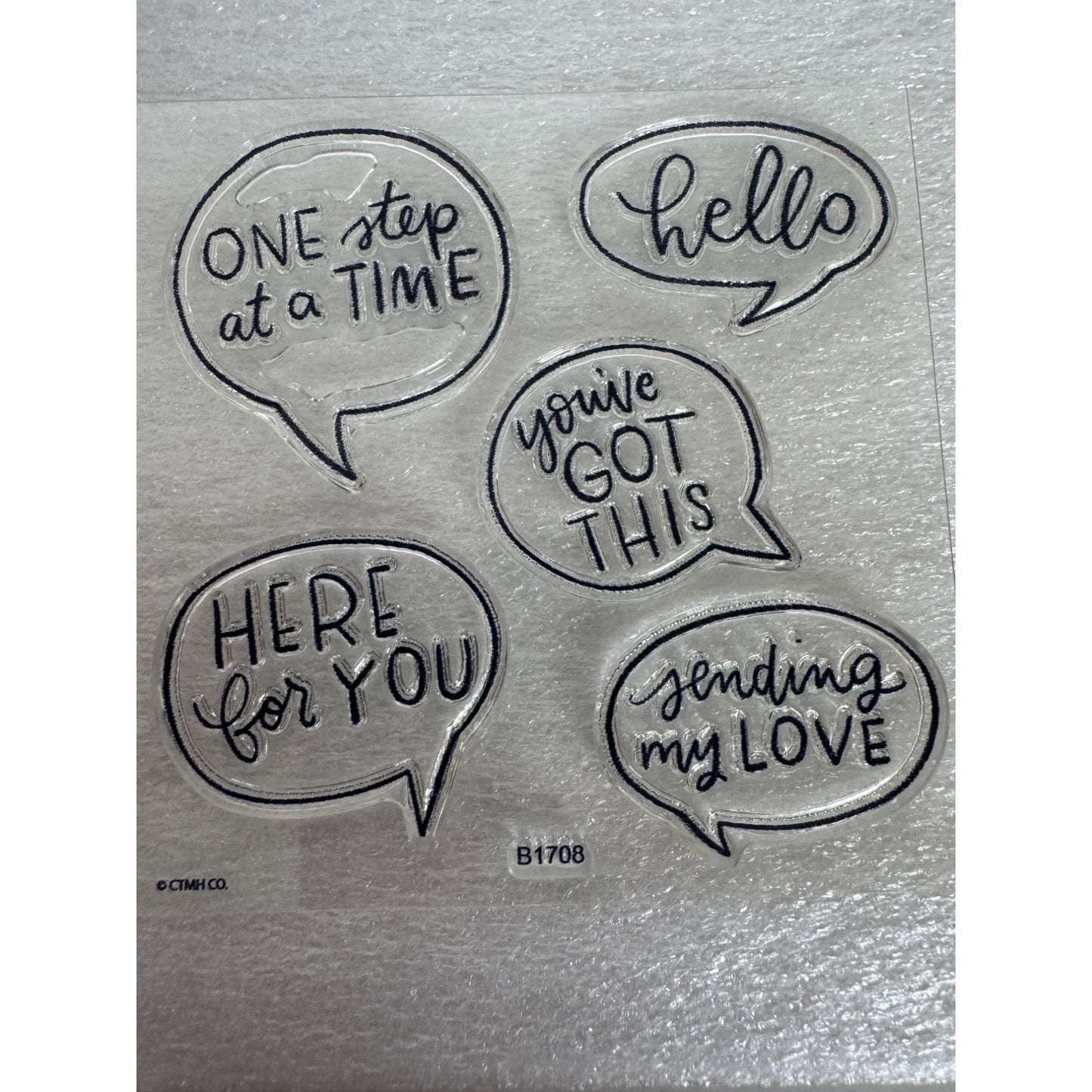 CTMH My Acrylix Acrylic Stamp Set Speech Bubbles Inspirational Card Making Words