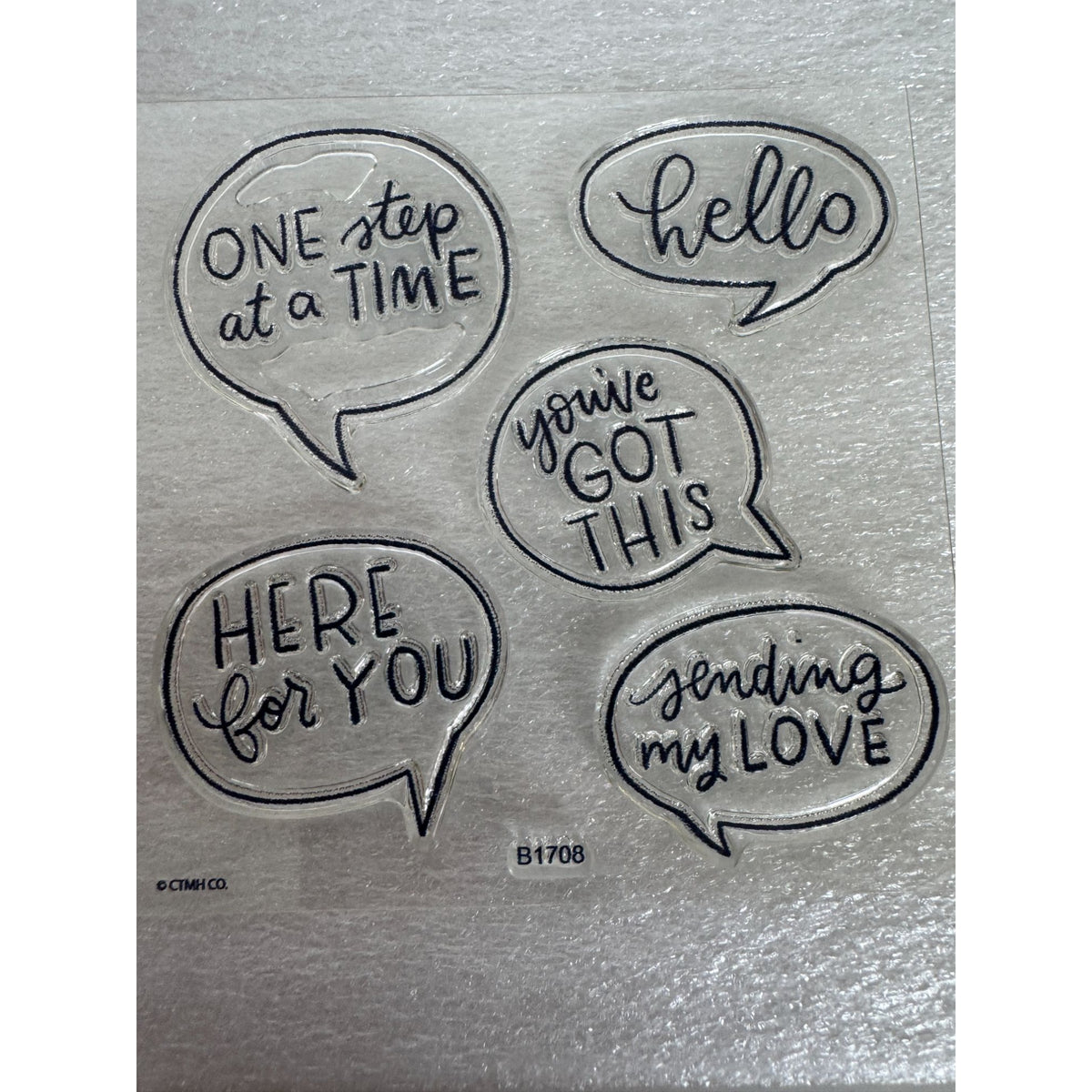 CTMH My Acrylix Acrylic Stamp Set Speech Bubbles Inspirational Card Making Words