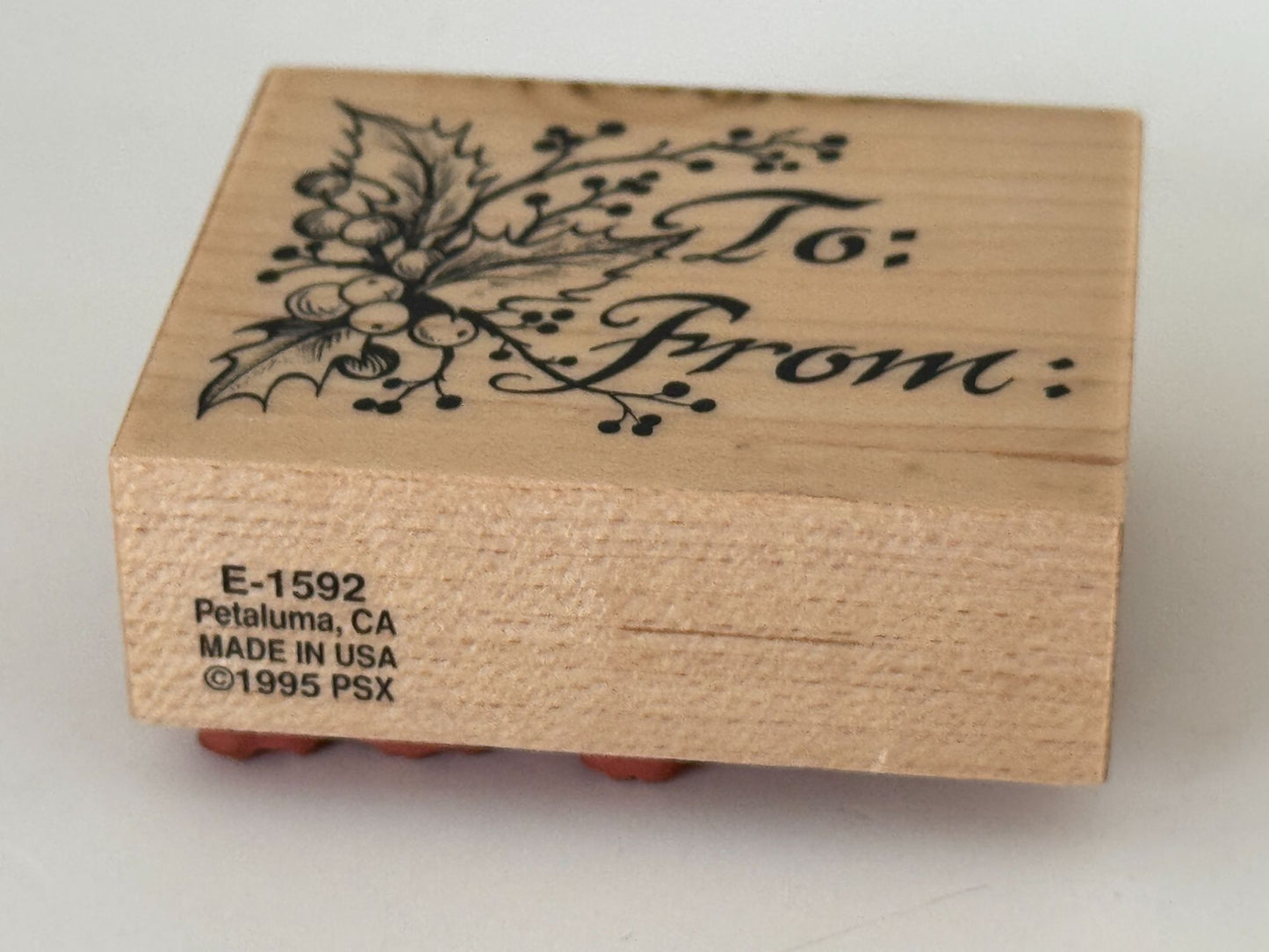 PSX Wood Rubber Stamp To From Christmas Gift Tag Card Making Holly Berry E1592