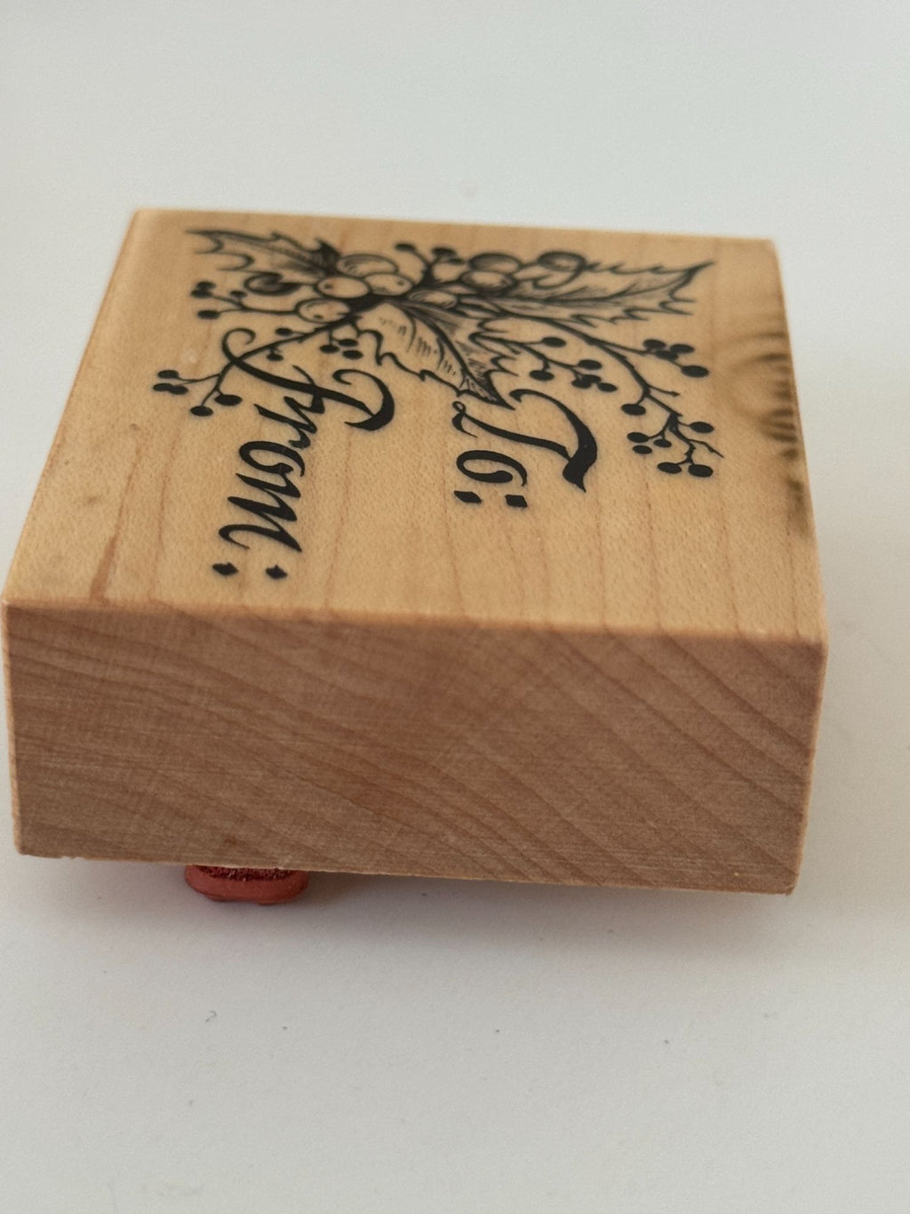 PSX Wood Rubber Stamp To From Christmas Gift Tag Card Making Holly Berry E1592