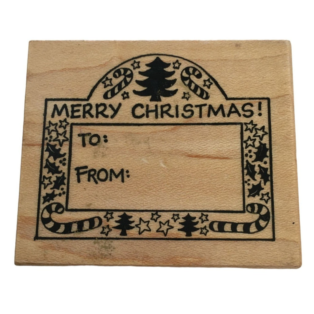 PSX Rubber Stamp Merry Christmas Gift Tag Card Making To From Holiday Candy Cane