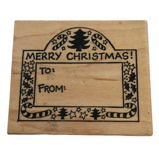 PSX Rubber Stamp Merry Christmas Gift Tag Card Making To From Holiday Candy Cane