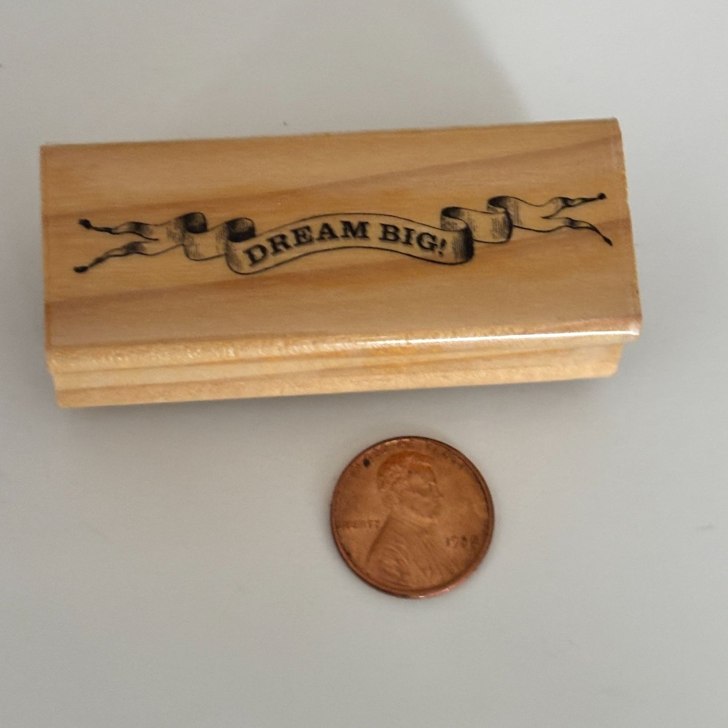 Dream Big Rubber Stamp Inspirational Word Banner Cardmaking Sentiment Motivational Phrase Wood