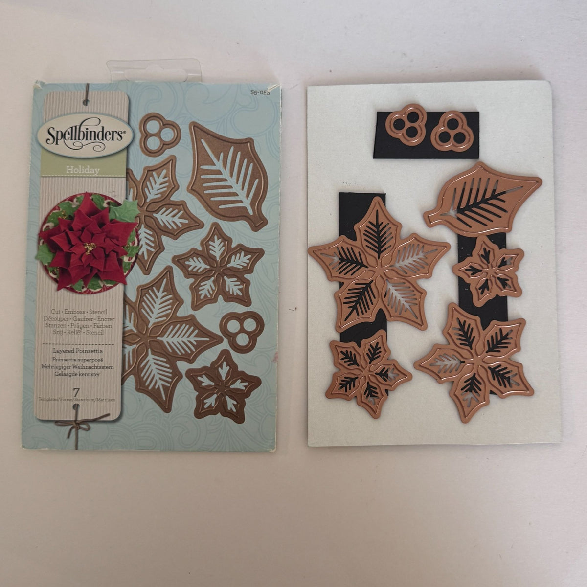 Spellbinders Dies Layered Poinsettia Christmas Flower Card Making Cut Emboss Stencil Holidays Leaf
