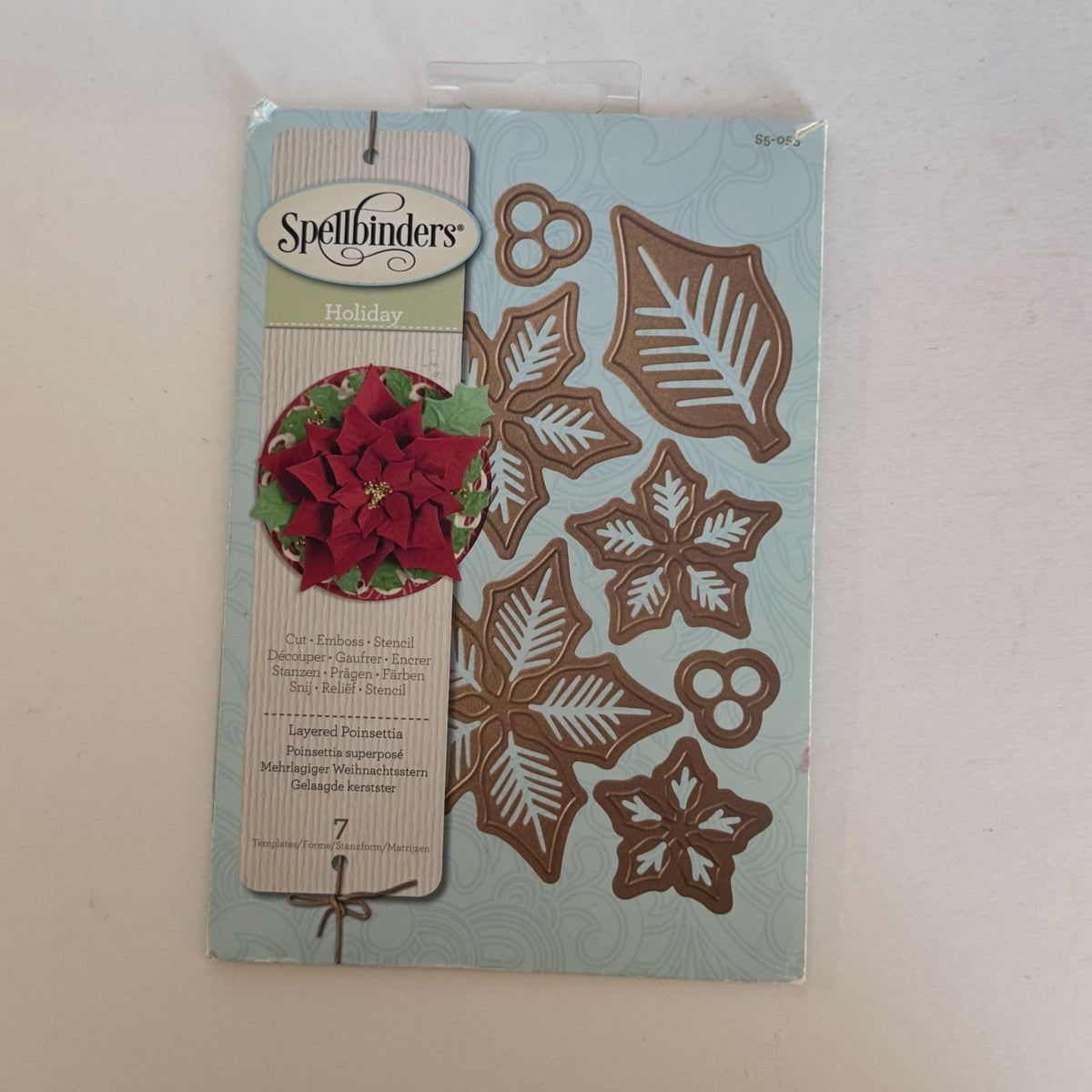Spellbinders Dies Layered Poinsettia Christmas Flower Card Making Cut Emboss Stencil Holidays Leaf